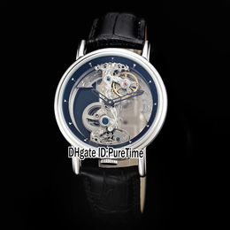 New Golden Bridge 41mm Steel Case Black Inner Skeleton Dial Automatic Mens Watch Sports Watches Black Leather Strap High Quality C-b53b2