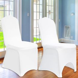 Free Shipping 100pcs Universal White Spandex Wedding Lycra Chair Covers for Wedding Banquet Hotel Decoration Hot Sale Wholesale #