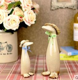 ceramic Parent-child duck family home decor crafts room decoration ceramic handicraft ornament porcelain animal figurines