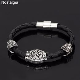 Retro Compass Runes Beads Love Magnetic Bracelet Vikingos Accessories Mens Womens Bangle