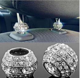 2 X Icy Crystal Car Seat Headrest Collar Decor Charms Diamond Bling Car Interior Accessories For Women Rhinestone Universal