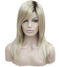 womens Dark Rooted Long women's Blonde cosplay Wavy Hair Wigs