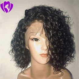 styled wigs UK - New style short curly Synthetic Lace Front Wig Kinky Curly Natural Hairline Women's Lace Front Natural Wigs Synthetic Hair