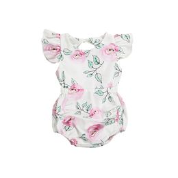 2018 New Summer Baby Clothes One Piece Romper Cute Infant Toddler Girls Clothing Kids Floral Sleeveless Jumpsuit Backless Romper Outfits