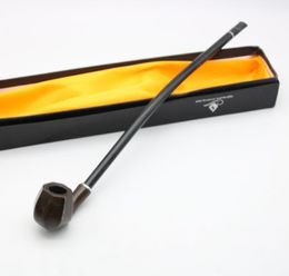 Wood grain brown resin pipe black and red rod long trombone smoking pipe