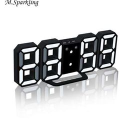 M.Sparkling Luminova Clock Desk LED Digital Alarm Clocks Electronic Desk Clock 24/12 Hours Display Night Light Home Table Clocks