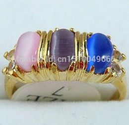 FREE SHIPPING >>>Multicolor Pink Purple Blue Opal Ring Size: 7.8.9