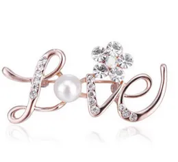 DIY European and American Jewellery Love Letter Diamond Flower Brooch