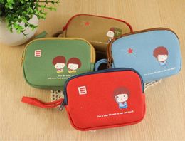 Korean Girls Canvas Coin Bags Women Key Wallets Cute Cartoon Mini Coin Purse Children Kids Gifts