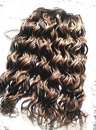 Brazilian Human Virgin Remy Hair Blonde27# Mix Medium Brown 4# Hair Weft Human Hair Extensions Double Drawn Full Head