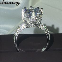 choucong Round cut 11mm Diamonique 8ct Diamond 925 sterling Silver Engagement Wedding Band Ring For Women Sz 5-10
