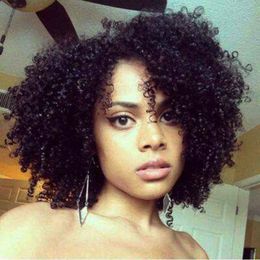 lovely hot brazilian Hair Curly Wig Simulation Human Hair afro short kinky Curly Full Wig in stock