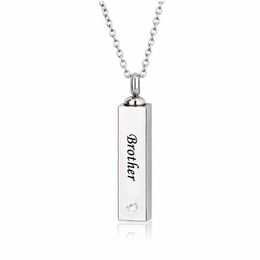 Fashion jewelry -brother Cube Stainless Steel Pendant Necklace Urn Filler Kit Cremation Ashes Jewelry for ashes