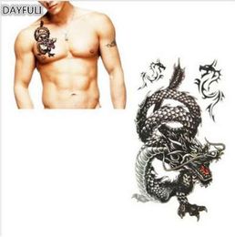 Delicate Cool Men Creative Design Black Dragon Waterproof Sweat Temporary Tattoo Stickers with Package 1PC Fashion New Hot