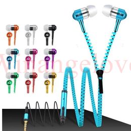 Zipper Stereo 3.5mm Jack Bass metal Earphones headset inear Metal with Mic and Volume Earbuds Zip for iPhone 6 5s Samsung s5