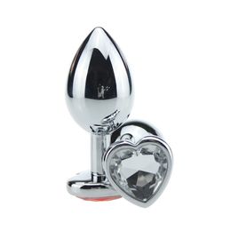 Medium Size Heart Diamond Anal Butt Plug Sex Toys For Men Women Love Plug Ass Plug Anal Masturbation Stainless Steel Products