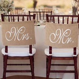 Garland Supply Vintage Bride Rustic Decoration Chair Sign Burlap Mr And Mrs Wedding