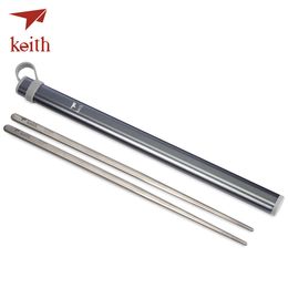 Hot Keith Outdoor Portable Titanium Chopsticks Lightweight Tableware Pure titanium material, environmentally friendly metal for kitchen tool