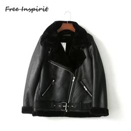 Free Inspirit 2017 New Fashion Winter Women Three Colors,classic Fur Warm Motorcycle Suit Loose High Quality Coat