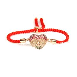 Wholesale 10pcs/lot New Arrival Top Quality Multicolor Cz Love Heart Lace Up Bracelet Nice Valentine's Gift