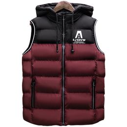 FGKKS Fashion Brand Men Hooded Vest Winter Jacket Waistcoat Male Sleeveless Waterproof Mens Coat Overcoat Thicken Warm Vests