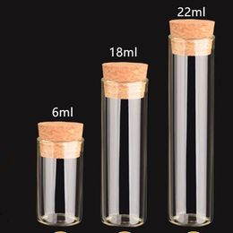 6ML 18ML 22ml glass tube with wooden cork, clear glass vial, Cork Tube Bottle.Empty Tube Glass Bottles F20172864