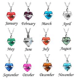 wholesale Custom-made personality Each month birthstone ashes urn cremation funeral pendant necklace fashion Jewellery