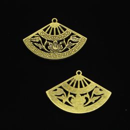 36pcs Zinc Alloy Charms Antique Bronze Plated fan Charms for Jewelry Making DIY Handmade Pendants 36*25mm