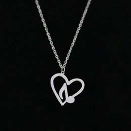 Musical Note Pendant Necklace Heart-shaped Stainless Steel Silver Gold Lover Link Chain For Women Gift Charm Jewellery Wholesale