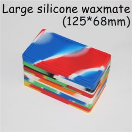 Flat silicone oil waxmate container jars dab wax waxmate square container large food grade silicon dry herb dabber box tool glass oil rigs