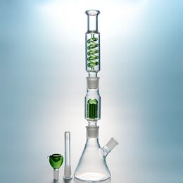 Condenser Coil Glass Bong Tall straight tube Water Pipes Beaker Base 6 arms tree perc Pipes freezable Dab rig Build a Bong ILL08