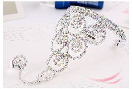 New Fashion White Diamond Hand Chian Jewellery Silver Chain Women Bride Silver Charm Bridal Accessories Wedding Hand Bracelets Weddi296V