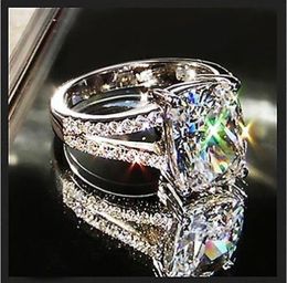 choucong Sparkling 3ct Stone 5A Zircon stone 10KT White Gold Filled Women Engagement Wedding Ring Sz 5-11 Gift