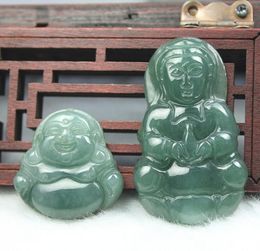 100% Natural A JADE JADEITE PENDANT Hand Engraving Bodhisattva Statue Amulet Summer Ornaments Natural Stone Hand Engraving