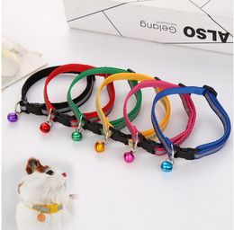 Hot Cute Dog Pet Glossy Reflective Collar Safety Buckle Bell Strap 6 Colors Adjustable strap GA504