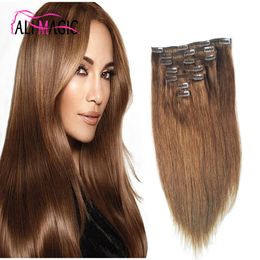 Clip Hair Extensions Colors Full Head Clip In Hair Extensions 22" Straight 6Pcs 16 Clips On Hair Brown Blonde 613# Clips