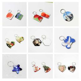 sublimation mdf keychains heart round rectangle square ellipse key ring for hot transfer printing DIY blank material wholesales