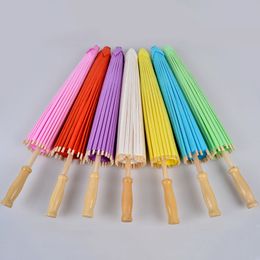 23.6inch(60cm) Bamboo Oil-paper Long Handle Parasols Umbrella Sun Parasol Outdoor Party Events Decoration wen5940