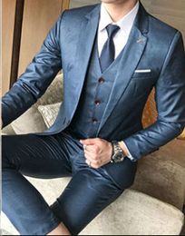 Blazers LEQEMAO Three Pieces Set Modern Casual Classic Double Breasted Suit With Vest Print Party Business Formal Suits For Men 4XL