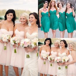 Light Pink Hunter Colour Short Bridesmaid Dress Chiffon Formal Maid of Honour Dress For Wedding Party Gown