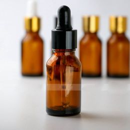 15ml Amber Glass Drop Bottles For Essential Oil Perfume , 0.5OZ Empty Portable Sample Bottles Refillable Essential Oil