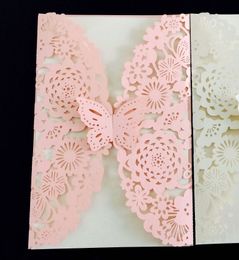 20 pieces Laser Cutout Engraving Invitation card Cute Flower Butterfly European Wedding Postca