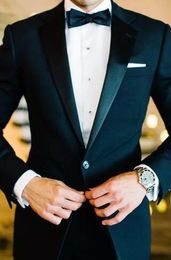 One Button Side Slit Classic Fit Notch Lapel Groom Tuxedos Groomsman Suit Wedding Party Suit (Jacket+Pants+Bow Tie)