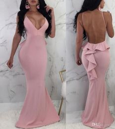 2019 Deep V-neck Prom Dress Spaghetti Straps Sleeveless Formal Pageant Holidays Wear Graduation Evening Party Gown Custom Made Plus Size