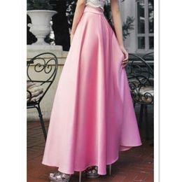 Skirts Satin Long Maxi Skirts For Women Solid Casual 6XL 7XL Plus Size Custom Made Pleated Woman Skirts High Waist Swing Beach Skirt