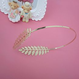 Bridal jewelry, gold leaf headband, hair accessory, headwear, Korean wedding dress accessories