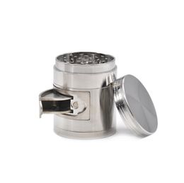 Zinc alloy smoke grinder diameter 56mm four layer metal smoke cutter side window opening flat tooth cigarette lighter