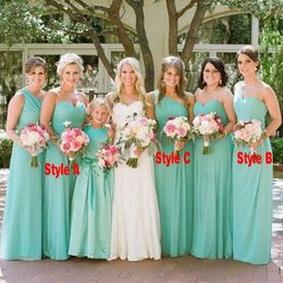 Fall 2018 Country Maid of Honour Dresses for Weddings Mix and Match Styles A Line Mint Green Chiffon Bridesmaid Dresses