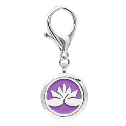 Lotus Flower KeyChain Essential Oil Aroma Diffuser Perfume Locket with Lobster clasp Keychain keyring With 5pcs free Pads KA71-KA80