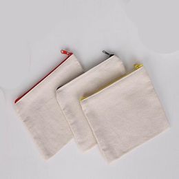 Hot sell Blank canvas zipper Pencil cases pen pouches cotton cosmetic Bags makeup bags Mobile phone clutch bag organizer